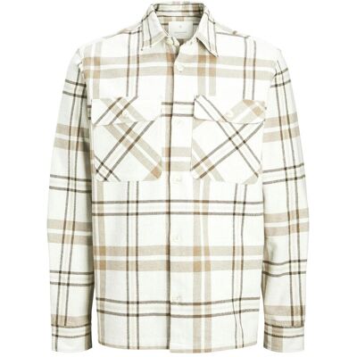 Jack & Jones, Herren, Hemden, Jprraymond Melange Check Ls Overshirt Sn, Weiss, (S) Jack & Jones, Herren, Hemden, Jprraymond Melange Check Ls Overshirt Sn, Weiss, (S)