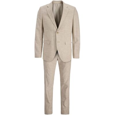 Jack & Jones, Herren, Anzüge, JPRRIVIERA Slim Fit Anzug Einreihiger Blazer und Hose, Beige, (56) Jack & Jones, Herren, Anzüge, JPRRIVIERA Slim Fit Anzug Einreihiger Blazer und Hose, Beige, (56)