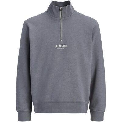 Jack & Jones, Herren, Pullover, Jjesoho Sweat Quarter Zip Hn Noos, Grau, Blau, (M) Jack & Jones, Herren, Pullover, Jjesoho Sweat Quarter Zip Hn Noos, Grau, Blau, (M)