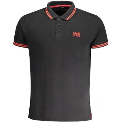 Cavalli Class, Herren, Shirts, Black Cotton Men Polo Shirt, Schwarz, (XXL) Cavalli Class, Herren, Shirts, Black Cotton Men Polo Shirt, Schwarz, (XXL)
