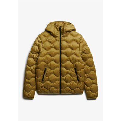 Superdry, Herren, Winterjacken, Wattierte Wave Steppjacke mit Kapuze, Grün, (L) Superdry, Herren, Winterjacken, Wattierte Wave Steppjacke mit Kapuze, Grün, (L)