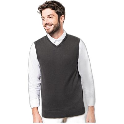 Kariban, Herren, Pullover, Pullover mit V-Ausschnitt ohne Ärmel, Grau, (XL) Kariban, Herren, Pullover, Pullover mit V-Ausschnitt ohne Ärmel, Grau, (XL)