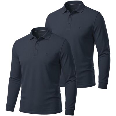 Normani, Herren, Shirts, 2er Set Herren Langarm Poloshirt Lyroe, Blau, (48, S) Normani, Herren, Shirts, 2er Set Herren Langarm Poloshirt Lyroe, Blau, (48, S)