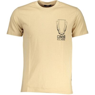 Cavalli Class, Herren, Shirts, Beige Cotton Men T-Shirt, Beige, (L) Cavalli Class, Herren, Shirts, Beige Cotton Men T-Shirt, Beige, (L)