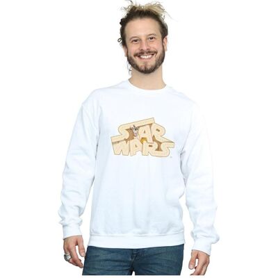 Star Wars, Herren, Pullover, Tatooine Jumble Logo Sweatshirt, Weiss, (S) Star Wars, Herren, Pullover, Tatooine Jumble Logo Sweatshirt, Weiss, (S)