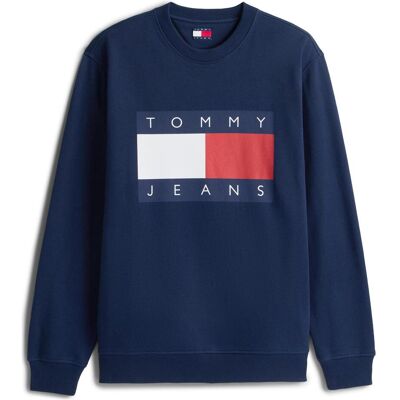 Tommy Jeans, Herren, Pullover, Tjm Reg Big Flag Cneck Ext, Blau, (M) Tommy Jeans, Herren, Pullover, Tjm Reg Big Flag Cneck Ext, Blau, (M)