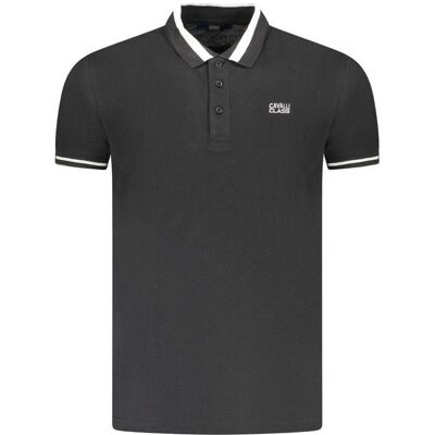 Cavalli Class, Herren, Shirts, Black Cotton Men Polo, Schwarz, (XL) Cavalli Class, Herren, Shirts, Black Cotton Men Polo, Schwarz, (XL)