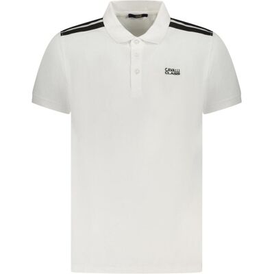 Cavalli Class, Herren, Shirts, White Cotton Mens Polo Shirt, Weiss, (L) Cavalli Class, Herren, Shirts, White Cotton Mens Polo Shirt, Weiss, (L)