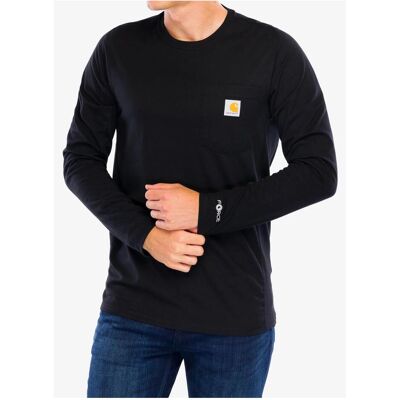 Carhartt, Herren, Hemden, Force Mittelschweres schwarzes T-Shirt mit Tasche, Schwarz, (L) Carhartt, Herren, Hemden, Force Mittelschweres schwarzes T-Shirt mit Tasche, Schwarz, (L)