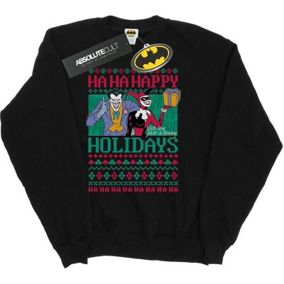 Dc Comics, Herren, Pullover, Joker und Harley Quinn Ha Ha Frohe Feiertage Baumwolle Sweatshirt, Schwarz, (5XL) Dc Comics, Herren, Pullover, Joker und Harley Quinn Ha Ha Frohe Feiertage Baumwolle Sweatshirt, Schwarz, (5XL)