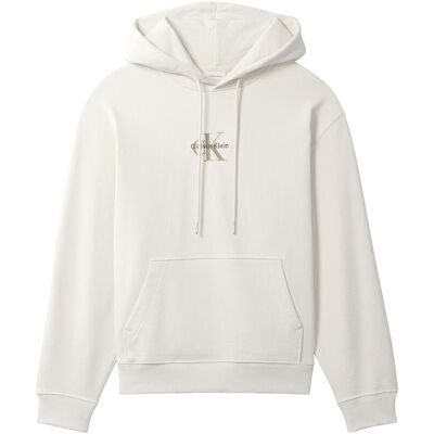 Calvin Klein Jeans, Herren, Pullover, Ls Eu 350terry Micro Monologo Ho, Weiss, (M) Calvin Klein Jeans, Herren, Pullover, Ls Eu 350terry Micro Monologo Ho, Weiss, (M)