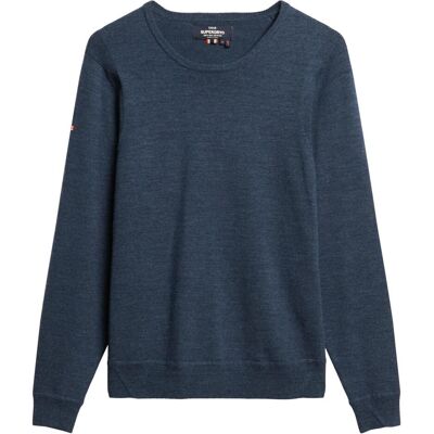 Superdry, Herren, Pullover, Merino-Pullover mit Rundhalsausschnitt, Blau, (XL) Superdry, Herren, Pullover, Merino-Pullover mit Rundhalsausschnitt, Blau, (XL)