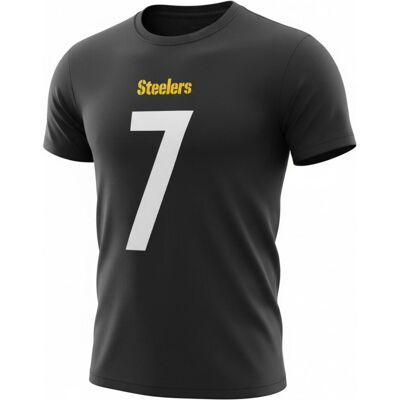 Fanatics, Herren, Shirts, NFL Pittsburgh Steelers Roethlisberger Nr 7 Herren T-Shirt Line Up M, Schwarz, (M) Fanatics, Herren, Shirts, NFL Pittsburgh Steelers Roethlisberger Nr 7 Herren T-Shirt Line Up M, Schwarz, (M)