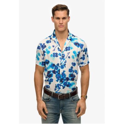 Superdry, Herren, Hemden, Kurzärmeliges bedrucktes Hemd, Blau, Mehrfarbig, (L) Superdry, Herren, Hemden, Kurzärmeliges bedrucktes Hemd, Blau, Mehrfarbig, (L)