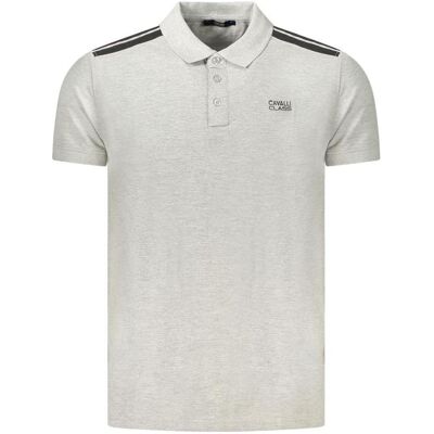 Cavalli Class, Herren, Shirts, Grigio Cotton Men's Polo Shirt, Grau, (XL) Cavalli Class, Herren, Shirts, Grigio Cotton Men's Polo Shirt, Grau, (XL)