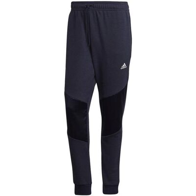 Adidas Herren, Sporthose, Trainingsanzug aus Satin-French-Terry (S), Blau, Schwarz Adidas Herren, Sporthose, Trainingsanzug aus Satin-French-Terry (S), Blau, Schwarz