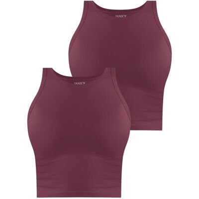 Janice & Jo, Damen, Shirts, 2 x Damen crop Top hochgeschlossen Niah - 9523, Rot, (34, 36, S, XS) Janice & Jo, Damen, Shirts, 2 x Damen crop Top hochgeschlossen Niah - 9523, Rot, (34, 36, S, XS)