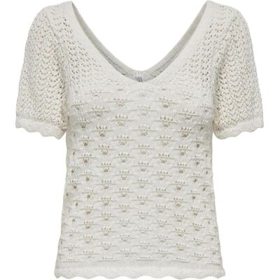 Only, Damen, Blusen, V-Ausschnitt Gerippte Ärmelbündchen Pullover Gestricktes Oberteil, Weiss, (S) Only, Damen, Blusen, V-Ausschnitt Gerippte Ärmelbündchen Pullover Gestricktes Oberteil, Weiss, (S)