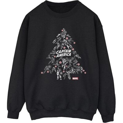 Marvel, Damen, Pullover, Captain America Christmas Tree Sweatshirt, Schwarz, (3XL) Marvel, Damen, Pullover, Captain America Christmas Tree Sweatshirt, Schwarz, (3XL)