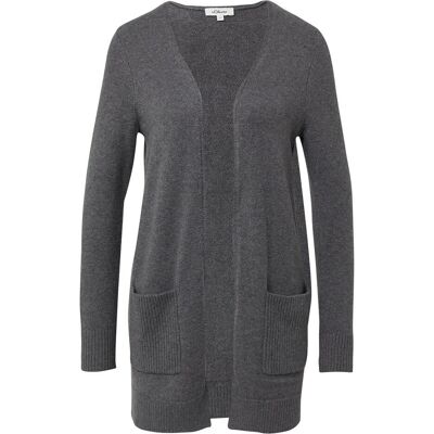 S. Oliver Damen, Pullover, Strickjacke Weiche Strickjacke mit aufgesetzten Taschen, Grau, (34) S. Oliver Damen, Pullover, Strickjacke Weiche Strickjacke mit aufgesetzten Taschen, Grau, (34)