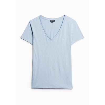 Superdry, Damen, Shirts, Studios Slub Emb Vee Tee, Blau, (S) Superdry, Damen, Shirts, Studios Slub Emb Vee Tee, Blau, (S)