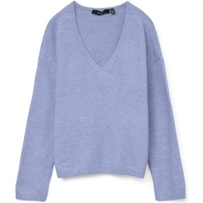 Vero Moda, Damen, Blusen, Vmbesti Ls V-Neck Pullover Boo, Blau, Violett, (M) Vero Moda, Damen, Blusen, Vmbesti Ls V-Neck Pullover Boo, Blau, Violett, (M)