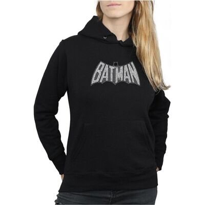 Dc Comics, Damen, Pullover, Batman Retro Crackle Logo Kapuzenpullover, Schwarz, (L) Dc Comics, Damen, Pullover, Batman Retro Crackle Logo Kapuzenpullover, Schwarz, (L)