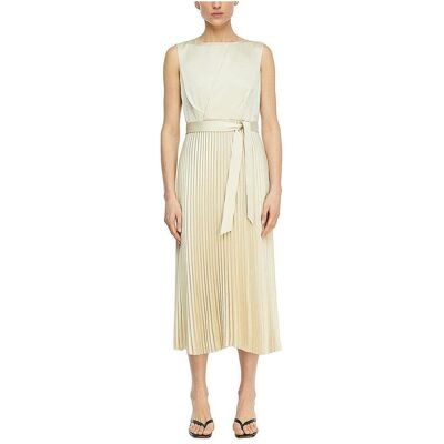 Comma, Damen, Kleider, Bestseller-Satinkleid mit Plissée-Rock, Beige, (46) Comma, Damen, Kleider, Bestseller-Satinkleid mit Plissée-Rock, Beige, (46)