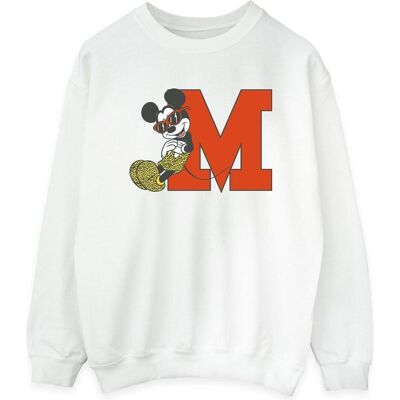 Disney Damen, Pullover, Mickey Mouse Leopard Trousers Sweatshirt, Weiss, (M) Disney Damen, Pullover, Mickey Mouse Leopard Trousers Sweatshirt, Weiss, (M)