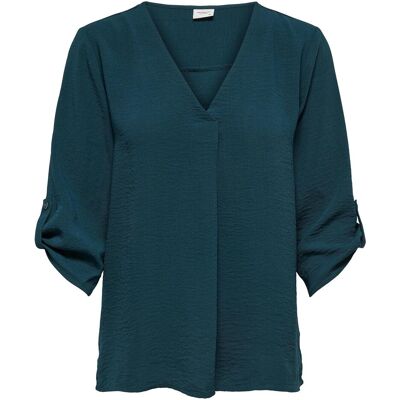 JdY, Damen, Blusen, Einfarbiges Oberteil mit 3/4-Ärmeln, Blau, (38) JdY, Damen, Blusen, Einfarbiges Oberteil mit 3/4-Ärmeln, Blau, (38)