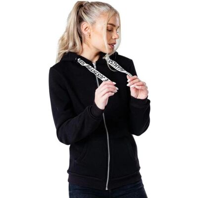 Justhype, Damen, Pullover, Drawstring Zip Hoodie HYPWOMHOOD001 - 36, Schwarz, (36) Justhype, Damen, Pullover, Drawstring Zip Hoodie HYPWOMHOOD001 - 36, Schwarz, (36)