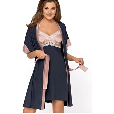 Babella, Damen, Pyjamas, Kurz Schlafrock model, Blau, (XXL) Babella, Damen, Pyjamas, Kurz Schlafrock model, Blau, (XXL)