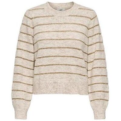 JdY, Damen, Pullover, Gestreifter Pullover, Grau, Beige, Gold, (L) JdY, Damen, Pullover, Gestreifter Pullover, Grau, Beige, Gold, (L)