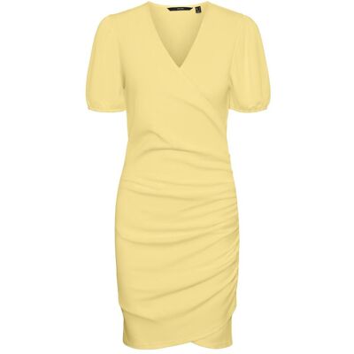 Vero Moda, Damen, Kleider, Vmelisa S/S Wrap Dress Jrs Lt, Gelb, (M) Vero Moda, Damen, Kleider, Vmelisa S/S Wrap Dress Jrs Lt, Gelb, (M)