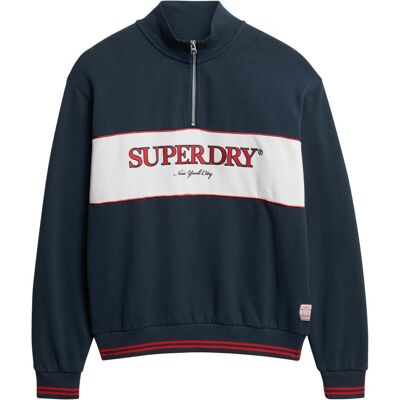 Superdry, Damen, Pullover, Lockere Country Club Kapuzenjacke mit halblangem Reissverschluss, Blau, (XS) Superdry, Damen, Pullover, Lockere Country Club Kapuzenjacke mit halblangem Reissverschluss, Blau, (XS)