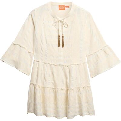 Superdry, Damen, Kleider, Langärmeliges, gestuftes Ibiza Minikleid, Weiss, (XS) Superdry, Damen, Kleider, Langärmeliges, gestuftes Ibiza Minikleid, Weiss, (XS)