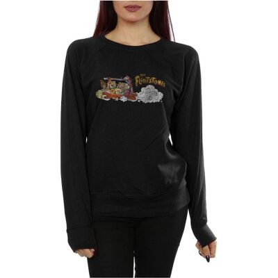 The Flintstones, Damen, Pullover, Family Car Distressed Sweatshirt, Schwarz, (XXL) The Flintstones, Damen, Pullover, Family Car Distressed Sweatshirt, Schwarz, (XXL)