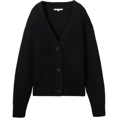Tom Tailor, Damen, Pullover, Cardigan mit V-Ausschnitt, Schwarz, (S, XS) Tom Tailor, Damen, Pullover, Cardigan mit V-Ausschnitt, Schwarz, (S, XS)