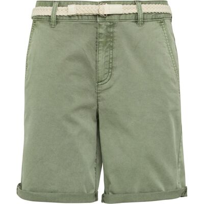 S. Oliver Damen, Shorts, Hose Shorts mit geflochtenem Gürtel und Garment Dye, Grün, (34) S. Oliver Damen, Shorts, Hose Shorts mit geflochtenem Gürtel und Garment Dye, Grün, (34)