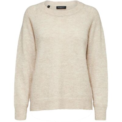 Selected, Damen, Pullover, Rundhalsausschnitt Woll Pullover, Grau, (M) Selected, Damen, Pullover, Rundhalsausschnitt Woll Pullover, Grau, (M)