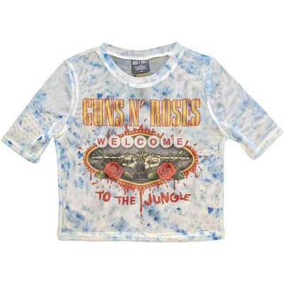 Guns N Roses, Damen, Shirts, Welcome To The Jungle LV Crop Top (Girlie), Blau, (M) Guns N Roses, Damen, Shirts, Welcome To The Jungle LV Crop Top (Girlie), Blau, (M)
