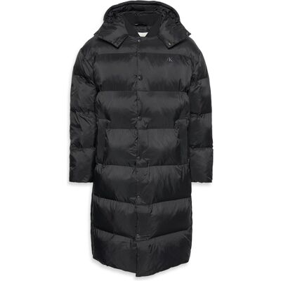 Calvin Klein Jeans, Damen, Winterjacken, Ls Long Length Hooded Nylon Puff, Schwarz, (L) Calvin Klein Jeans, Damen, Winterjacken, Ls Long Length Hooded Nylon Puff, Schwarz, (L)