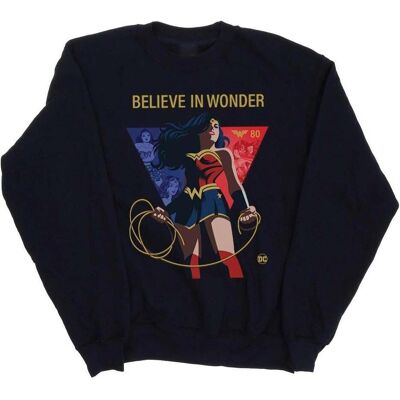 Dc Comics, Damen, Pullover, Wonder Woman 80th Anniversary Believe In Wonder Pose Sweatshirt, Blau, (L) Dc Comics, Damen, Pullover, Wonder Woman 80th Anniversary Believe In Wonder Pose Sweatshirt, Blau, (L)