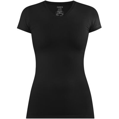 Normani, Damen, Shirts, Figurbetontes T-Shirt mit V-Ausschnitt Siena, Schwarz, (XXL) Normani, Damen, Shirts, Figurbetontes T-Shirt mit V-Ausschnitt Siena, Schwarz, (XXL)