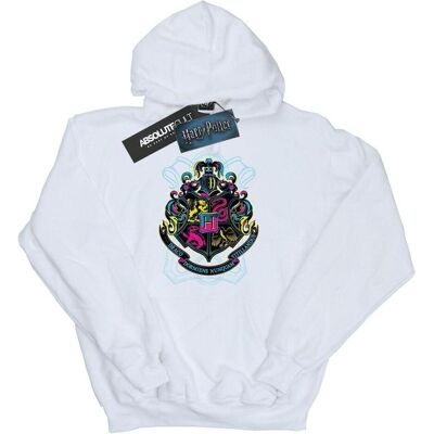 Harry Potter, Damen, Pullover, Neon Hogwarts Crest Kapuzenpullover, Weiss, (M) Harry Potter, Damen, Pullover, Neon Hogwarts Crest Kapuzenpullover, Weiss, (M)