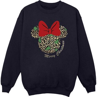 Disney Damen, Pullover, Minnie Mouse Leopard Christmas Sweatshirt, Blau, (S) Disney Damen, Pullover, Minnie Mouse Leopard Christmas Sweatshirt, Blau, (S)