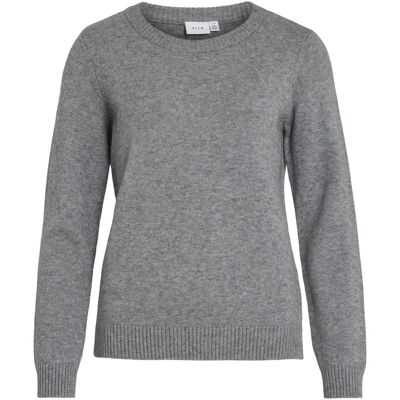 Vila, Damen, Pullover, Rundhalsausschnitt Strickpullover, Grau, (M) Vila, Damen, Pullover, Rundhalsausschnitt Strickpullover, Grau, (M)