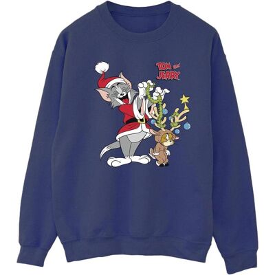 Tom & Jerry, Damen, Pullover, Christmas Reindeer Sweatshirt, Blau, (M) Tom & Jerry, Damen, Pullover, Christmas Reindeer Sweatshirt, Blau, (M)