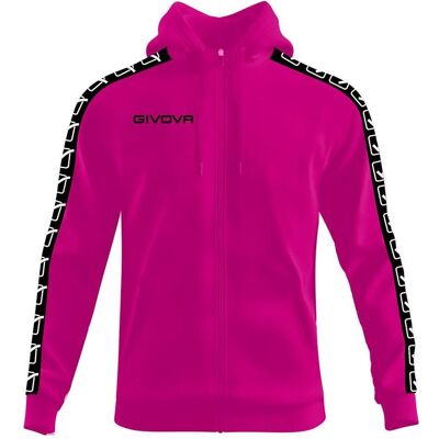 Givova, Unisex, Pullover, Sweatshirt mit Kapuze Streifen Full Zip, Pink, (L) Givova, Unisex, Pullover, Sweatshirt mit Kapuze Streifen Full Zip, Pink, (L)