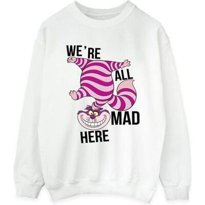 Disney Damen, Pullover, Alice im Wunderland Alles verrückt hier Sweatshirt, Weiss, (M) Disney Damen, Pullover, Alice im Wunderland Alles verrückt hier Sweatshirt, Weiss, (M)